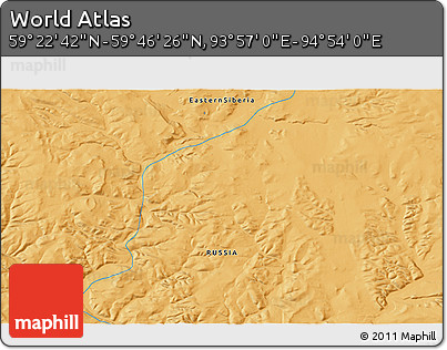Political 3D Map of the Area around 59° 34' 34" N, 94° 25' 30" E