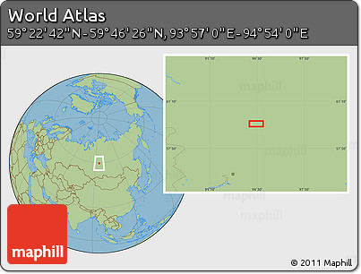 Savanna Style Location Map of the Area around 59° 34' 34" N, 94° 25' 30" E