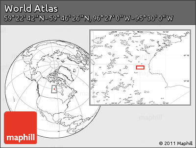 Blank Location Map of the Area around 59° 34' 34" N, 95° 58' 29" W