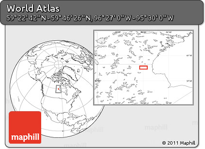 Blank Location Map of the Area around 59° 34' 34" N, 95° 58' 29" W