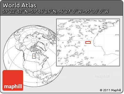 Blank Location Map of the Area around 59° 34' 34" N, 95° 58' 29" W