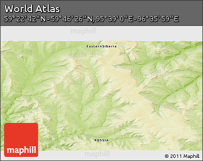 Physical 3D Map of the Area around 59° 34' 34" N, 96° 7' 30" E