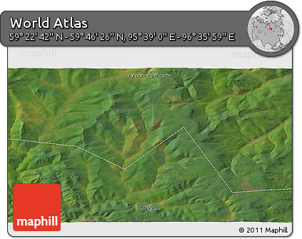 Satellite 3D Map of the Area around 59° 34' 34" N, 96° 7' 30" E