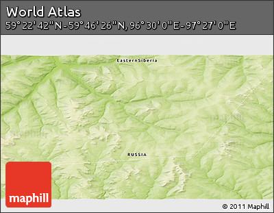 Physical 3D Map of the Area around 59° 34' 34" N, 96° 58' 29" E