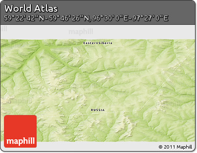 Physical 3D Map of the Area around 59° 34' 34" N, 96° 58' 29" E