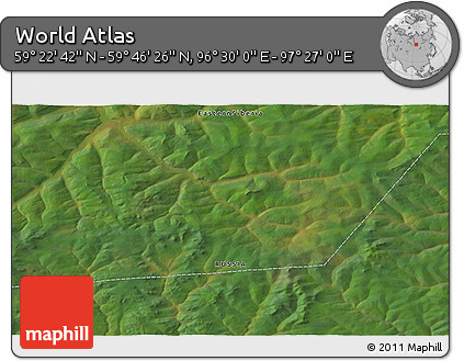 Satellite 3D Map of the Area around 59° 34' 34" N, 96° 58' 29" E