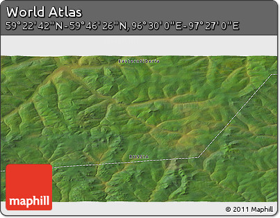 Satellite 3D Map of the Area around 59° 34' 34" N, 96° 58' 29" E