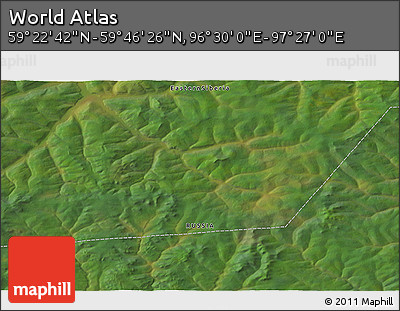 Satellite 3D Map of the Area around 59° 34' 34" N, 96° 58' 29" E