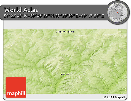 Physical 3D Map of the Area around 59° 34' 34" N, 97° 49' 29" E