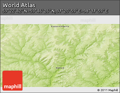 Physical 3D Map of the Area around 59° 34' 34" N, 97° 49' 29" E
