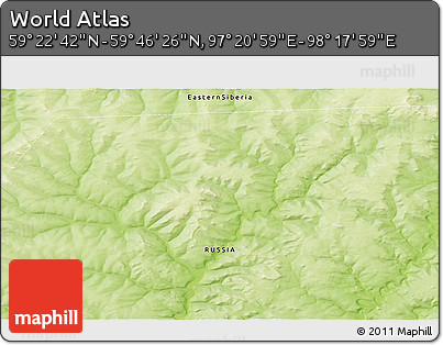 Physical 3D Map of the Area around 59° 34' 34" N, 97° 49' 29" E