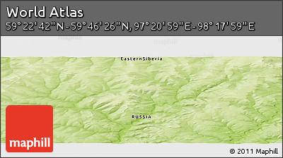 Physical Panoramic Map of the Area around 59° 34' 34" N, 97° 49' 29" E