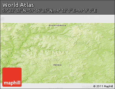 Physical 3D Map of the Area around 59° 34' 34" N, 98° 40' 30" E
