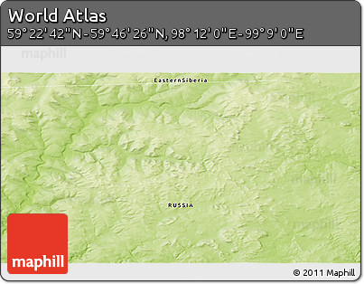 Physical 3D Map of the Area around 59° 34' 34" N, 98° 40' 30" E