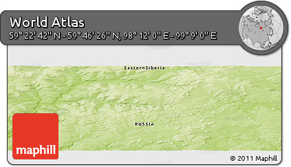 Physical Panoramic Map of the Area around 59° 34' 34" N, 98° 40' 30" E