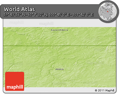 Physical 3D Map of the Area around 59° 55' 44" N, 101° 13' 29" E