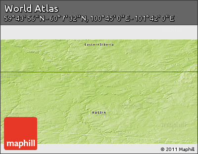 Physical 3D Map of the Area around 59° 55' 44" N, 101° 13' 29" E