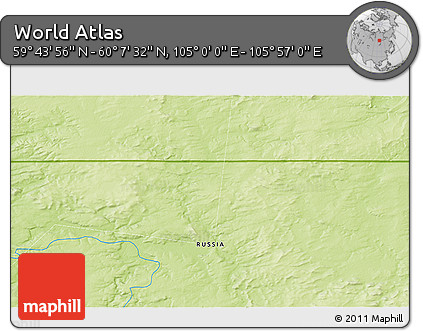 Physical 3D Map of the Area around 59° 55' 44" N, 105° 28' 29" E
