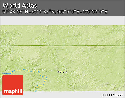 Physical 3D Map of the Area around 59° 55' 44" N, 105° 28' 29" E