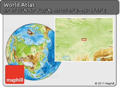 Physical Location Map of the Area around 59° 55' 44" N, 106° 19' 29" E