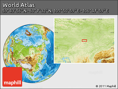 Physical Location Map of the Area around 59° 55' 44" N, 106° 19' 29" E