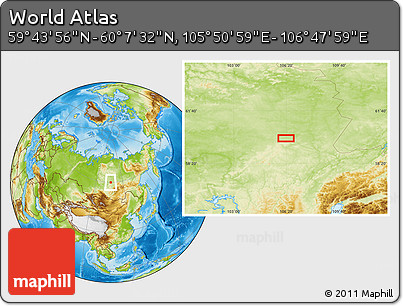 Physical Location Map of the Area around 59° 55' 44" N, 106° 19' 29" E
