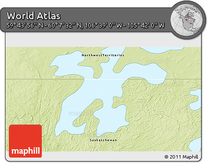 Physical 3D Map of the Area around 59° 55' 44" N, 106° 10' 30" W