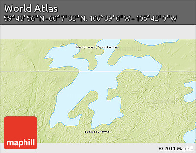 Physical 3D Map of the Area around 59° 55' 44" N, 106° 10' 30" W