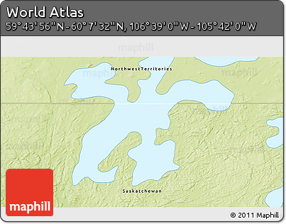 Physical 3D Map of the Area around 59° 55' 44" N, 106° 10' 30" W