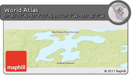 Physical Panoramic Map of the Area around 59° 55' 44" N, 106° 10' 30" W