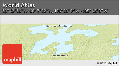 Physical Panoramic Map of the Area around 59° 55' 44" N, 106° 10' 30" W