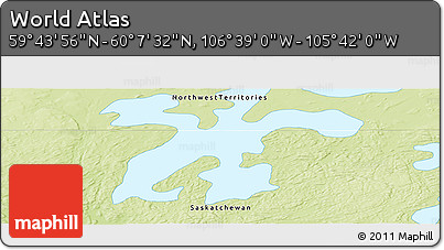 Physical Panoramic Map of the Area around 59° 55' 44" N, 106° 10' 30" W