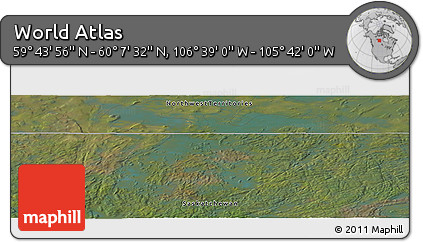 Satellite Panoramic Map of the Area around 59° 55' 44" N, 106° 10' 30" W