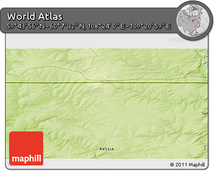 Physical 3D Map of the Area around 59° 55' 44" N, 108° 52' 30" E