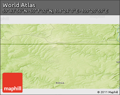 Physical 3D Map of the Area around 59° 55' 44" N, 108° 52' 30" E