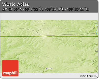 Physical 3D Map of the Area around 59° 55' 44" N, 108° 52' 30" E