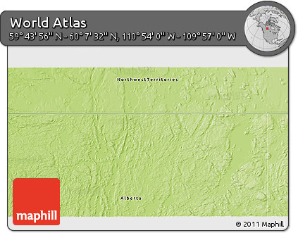 Physical 3D Map of the Area around 59° 55' 44" N, 110° 25' 30" W