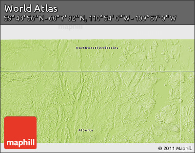 Physical 3D Map of the Area around 59° 55' 44" N, 110° 25' 30" W