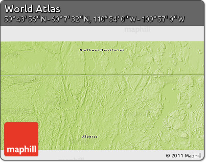 Physical 3D Map of the Area around 59° 55' 44" N, 110° 25' 30" W