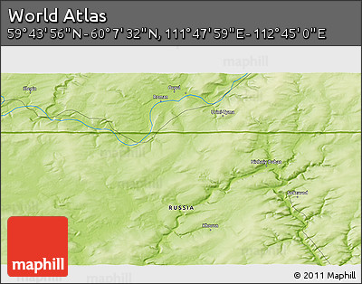 Physical 3D Map of the Area around 59° 55' 44" N, 112° 16' 30" E