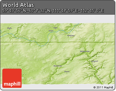 Physical 3D Map of the Area around 59° 55' 44" N, 112° 16' 30" E