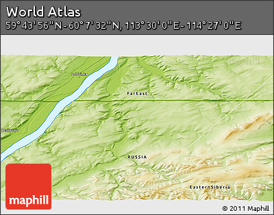Physical 3D Map of the Area around 59° 55' 44" N, 113° 58' 29" E