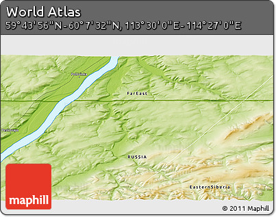 Physical 3D Map of the Area around 59° 55' 44" N, 113° 58' 29" E