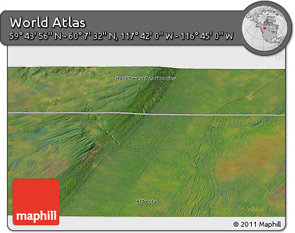 Satellite 3D Map of the Area around 59° 55' 44" N, 117° 13' 29" W