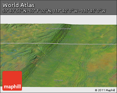 Satellite 3D Map of the Area around 59° 55' 44" N, 117° 13' 29" W