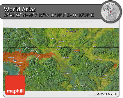 Satellite 3D Map of the Area around 59° 55' 44" N, 11° 7' 30" E