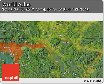 Satellite 3D Map of the Area around 59° 55' 44" N, 11° 7' 30" E