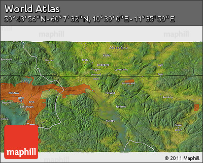 Satellite 3D Map of the Area around 59° 55' 44" N, 11° 7' 30" E