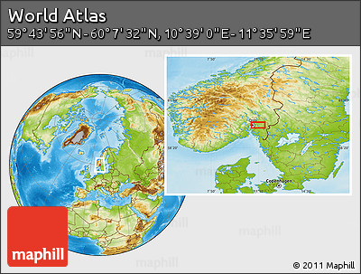 Physical Location Map of the Area around 59° 55' 44" N, 11° 7' 30" E