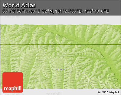 Physical 3D Map of the Area around 59° 55' 44" N, 131° 49' 29" E